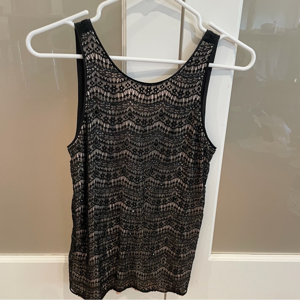 Ann Taylor Black Lace Overlay Tank